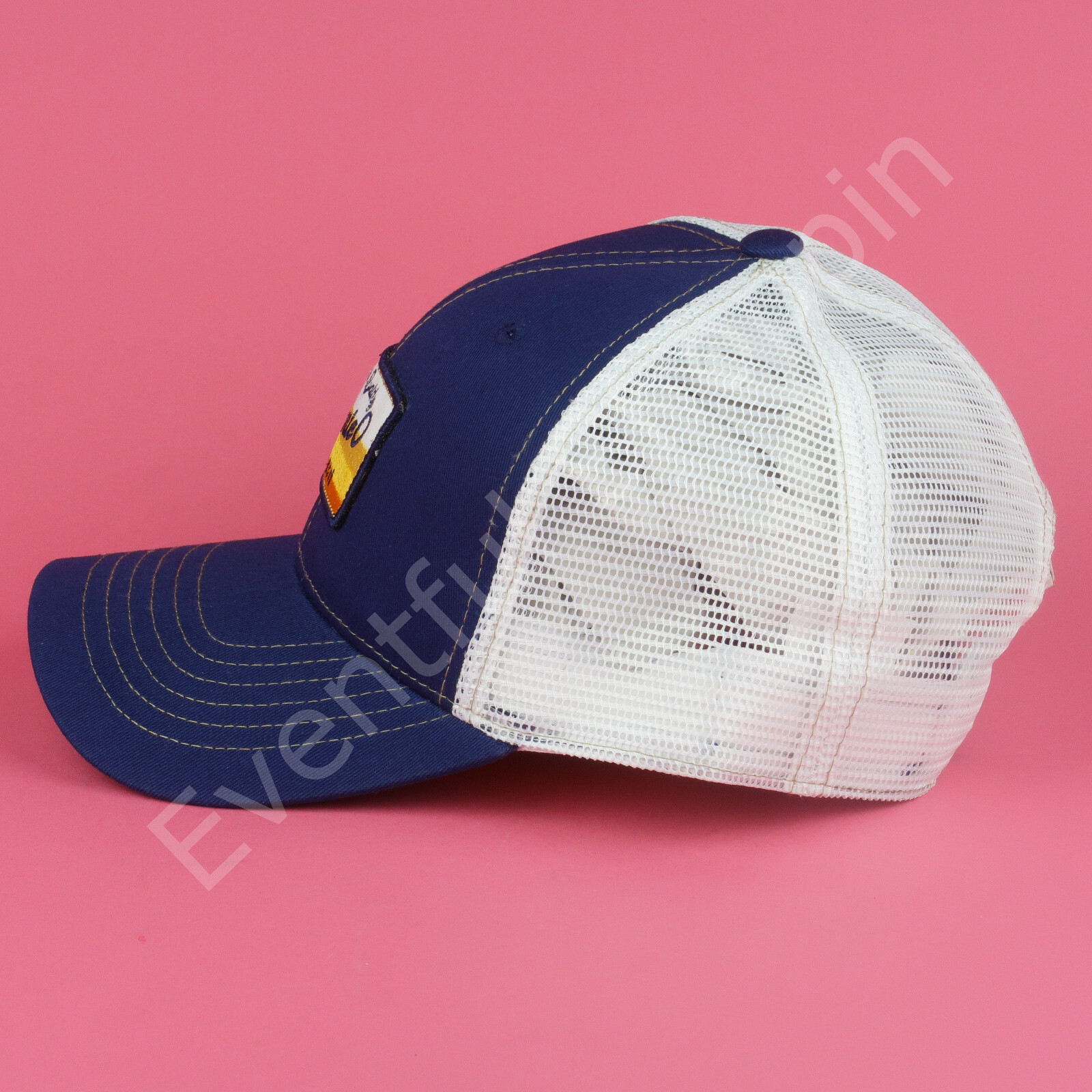 Johnnie-O Mesh Trucker Hat Mens Blue Snapback Patch Logo Wave New