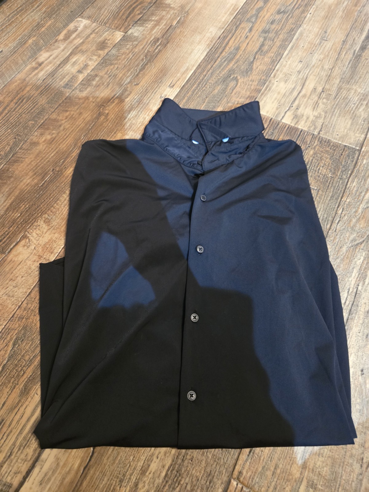 Denim & Flower Hybrid Traveller Colorblock L/S Dress Shirt L Black