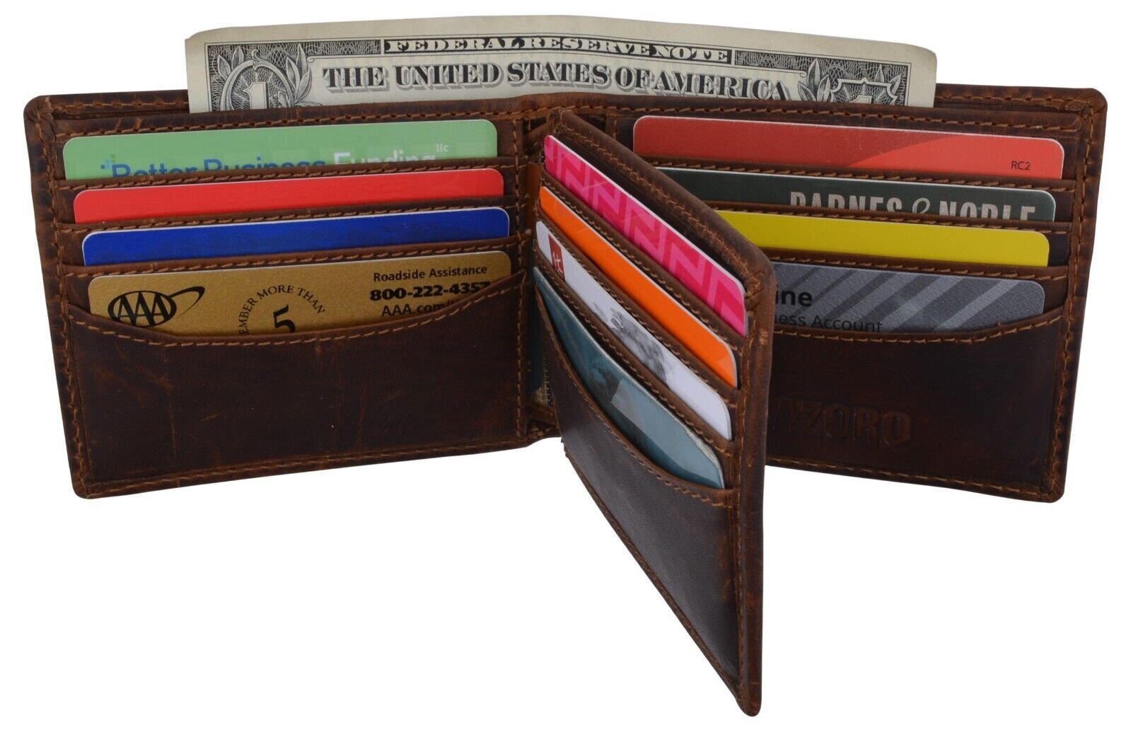 RFID Blocking Brown Vintage Leather Men’s Bifold Center Flap Wallet