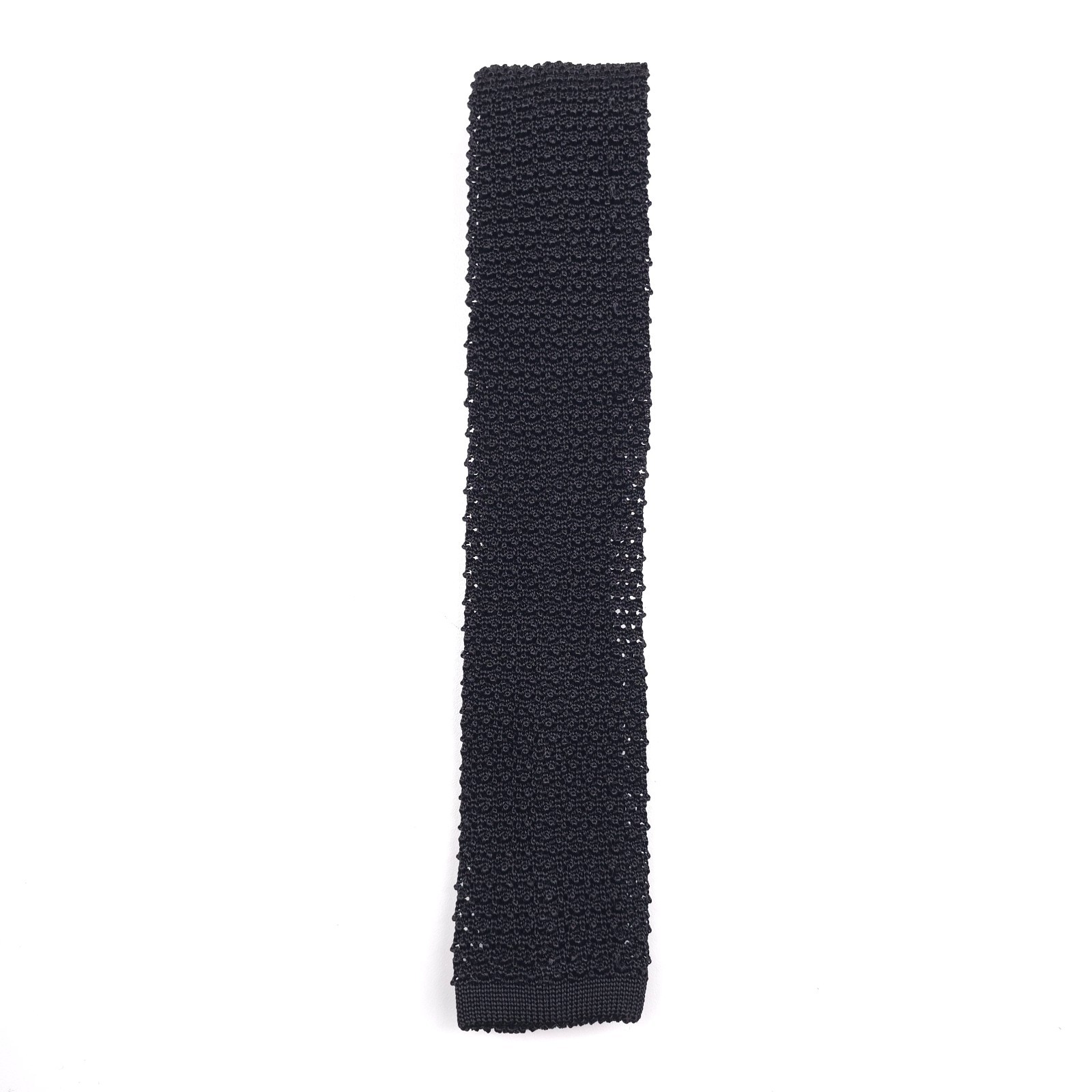 Polo Ralph Lauren Knit Silk Tie Mens One Size Solid Black Handmade in Italy
