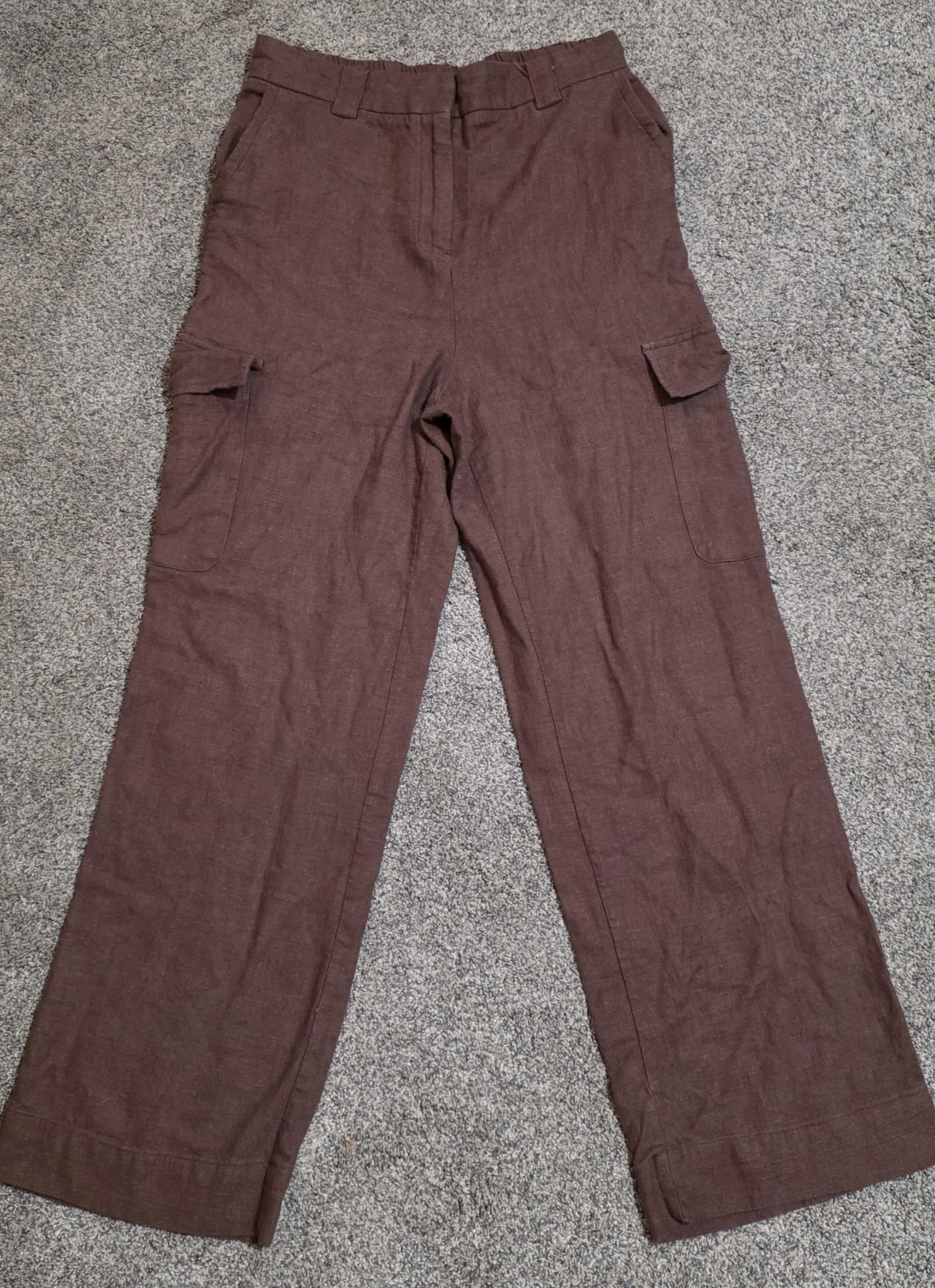 House of Harlow 1960 Women’s Brown Cargo Pants Pockets Elastic Waist Button
