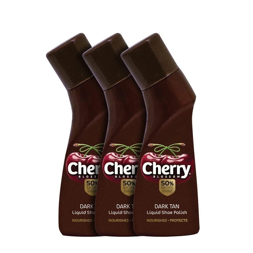 Cherry Blossom Liquid Wax Polish (Dark Tan) – 75 ml (Pack of 3)