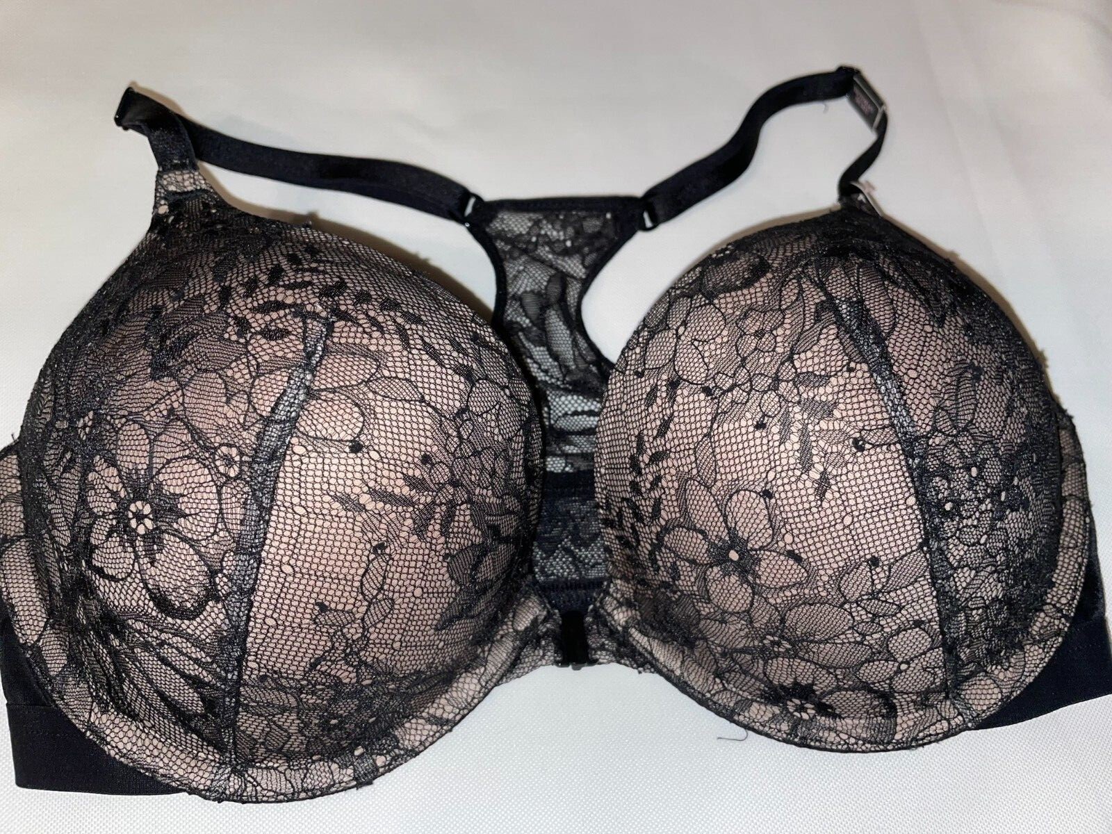 VICTORIA SECRET BOMBSHELL BRA ADD 2 CUP PLUNGE Super Push UP NEW Shine Strap
