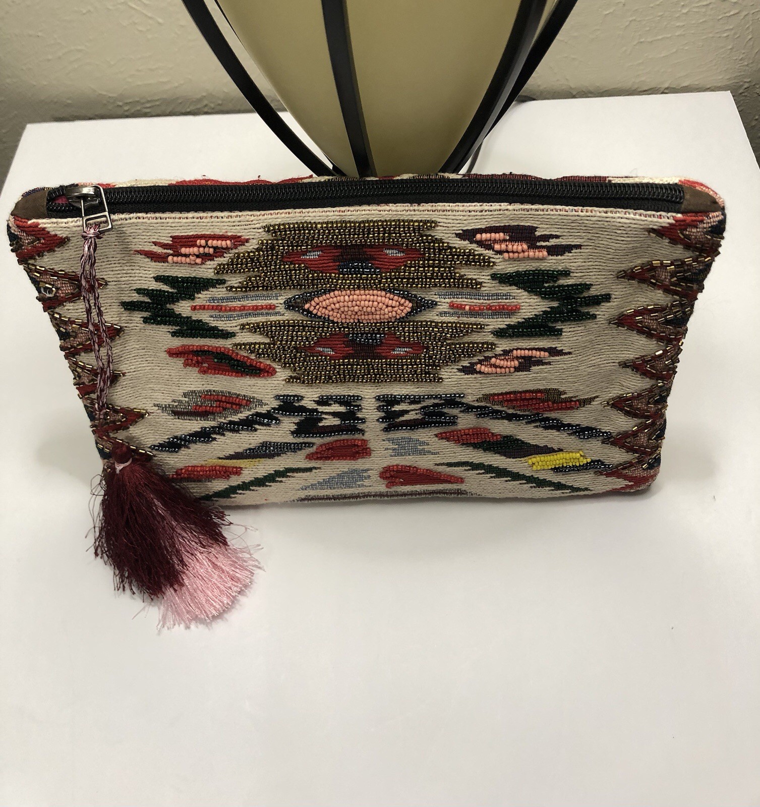 Clutch Artisan Tapestry ￼style Western Print Bead Bag