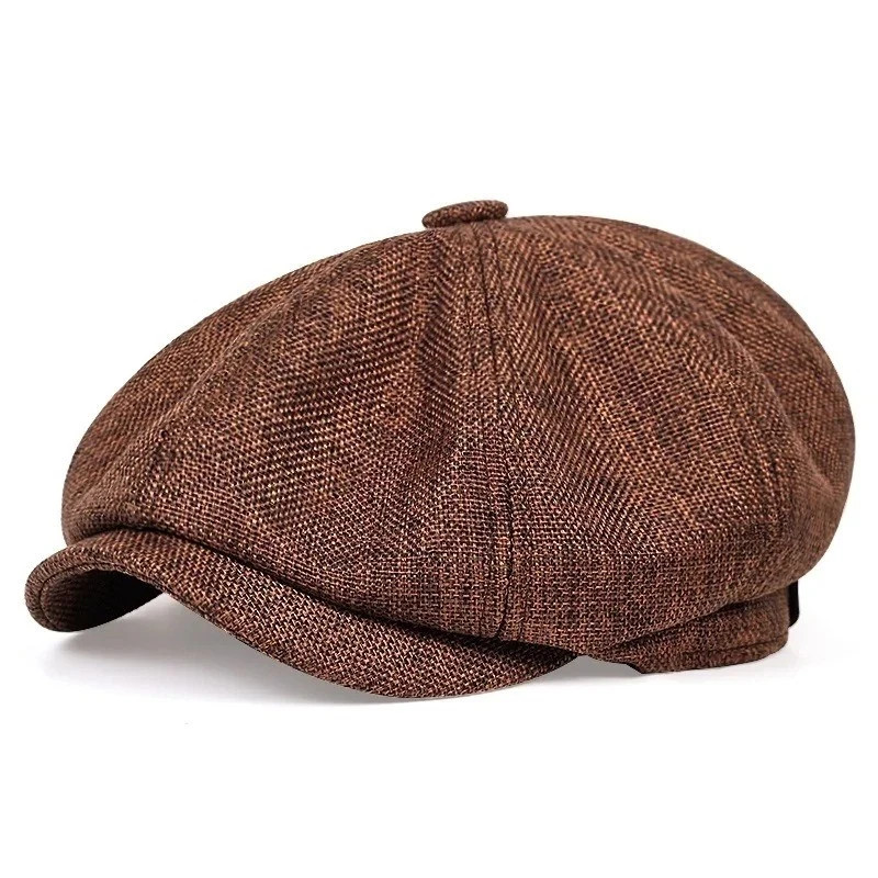 Newsboy Hat Flat Cap Driver Herringbone Tweed Plain Wool Baker Boy Classic Golf