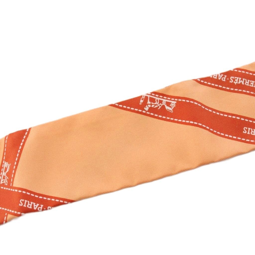 Hermes Twilly Bolduc Au Carre Scarf AN75 Silk Orange 82cm Length 4.8cm Width
