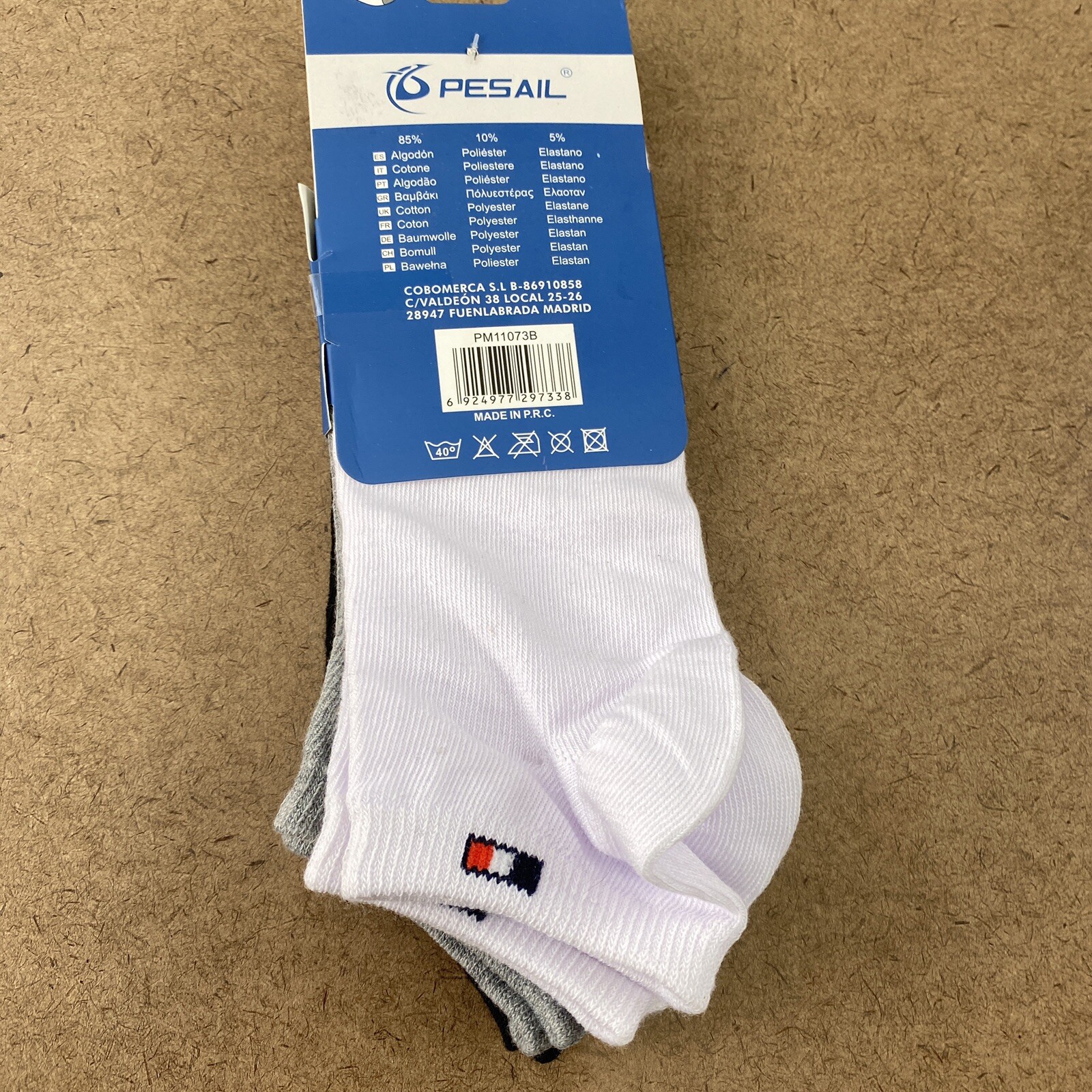 Pesail Classic Men’s Size 40-46 Black Gray White Low Cut Ankle Socks NWT 3 Pairs