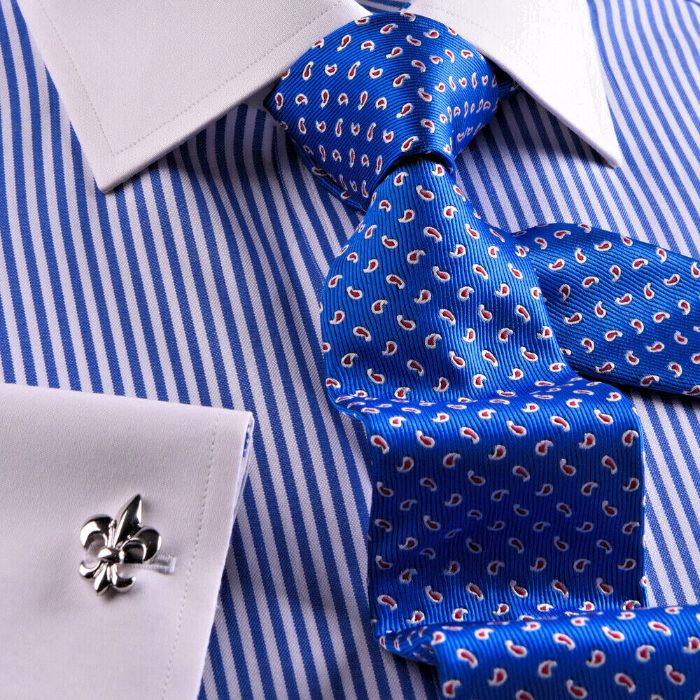 Best Seller Blue Stripe WInchester Shirt With Blue Floral Inner Lining Restocked