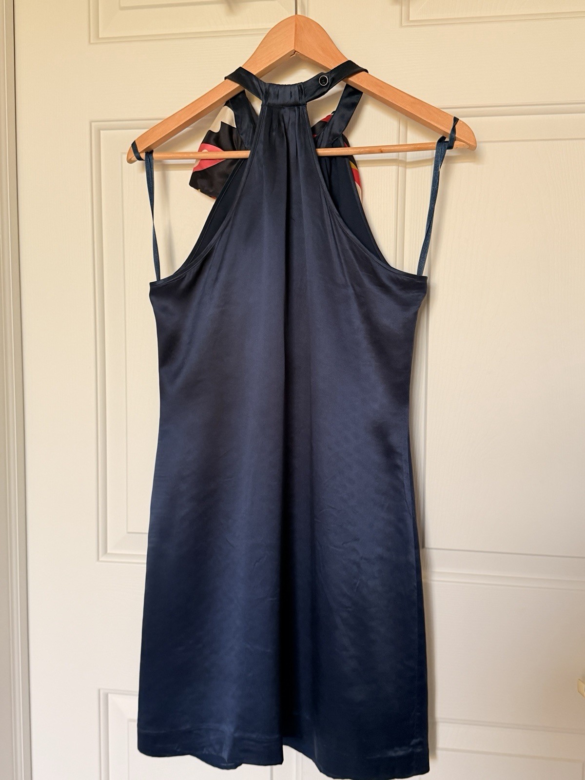 TED BAKER 100% Silk Womens Halter Bow Blue Dress Size 1 US 2-4