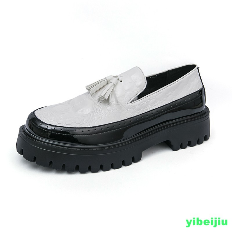 Men Loafers Dress Alligator Crocodile Leather Tassels Shoes Round Toe Oxford Man