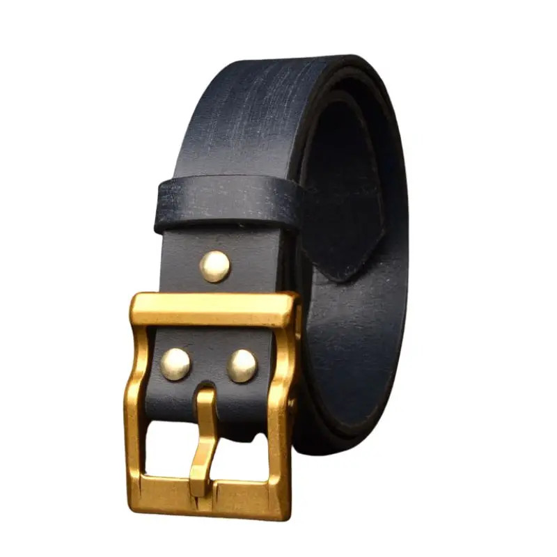 Horsehide Leather Belt 6th Gen Vegetable Tanned Brass Buckle Full Grain 3.8cm