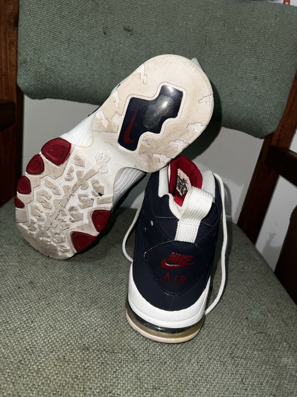 Nike Air Athletic Sneakers Blue White Red Lace Up Mid Top Basketball Men