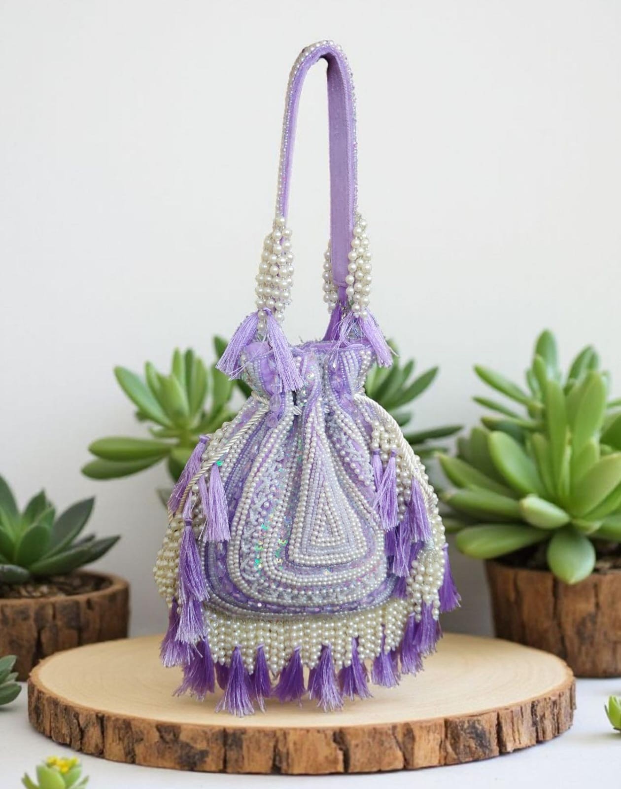 Evening Bag Royal Pearl Tassel Designer Potli Handcrafted Bridal Wedding Handbag