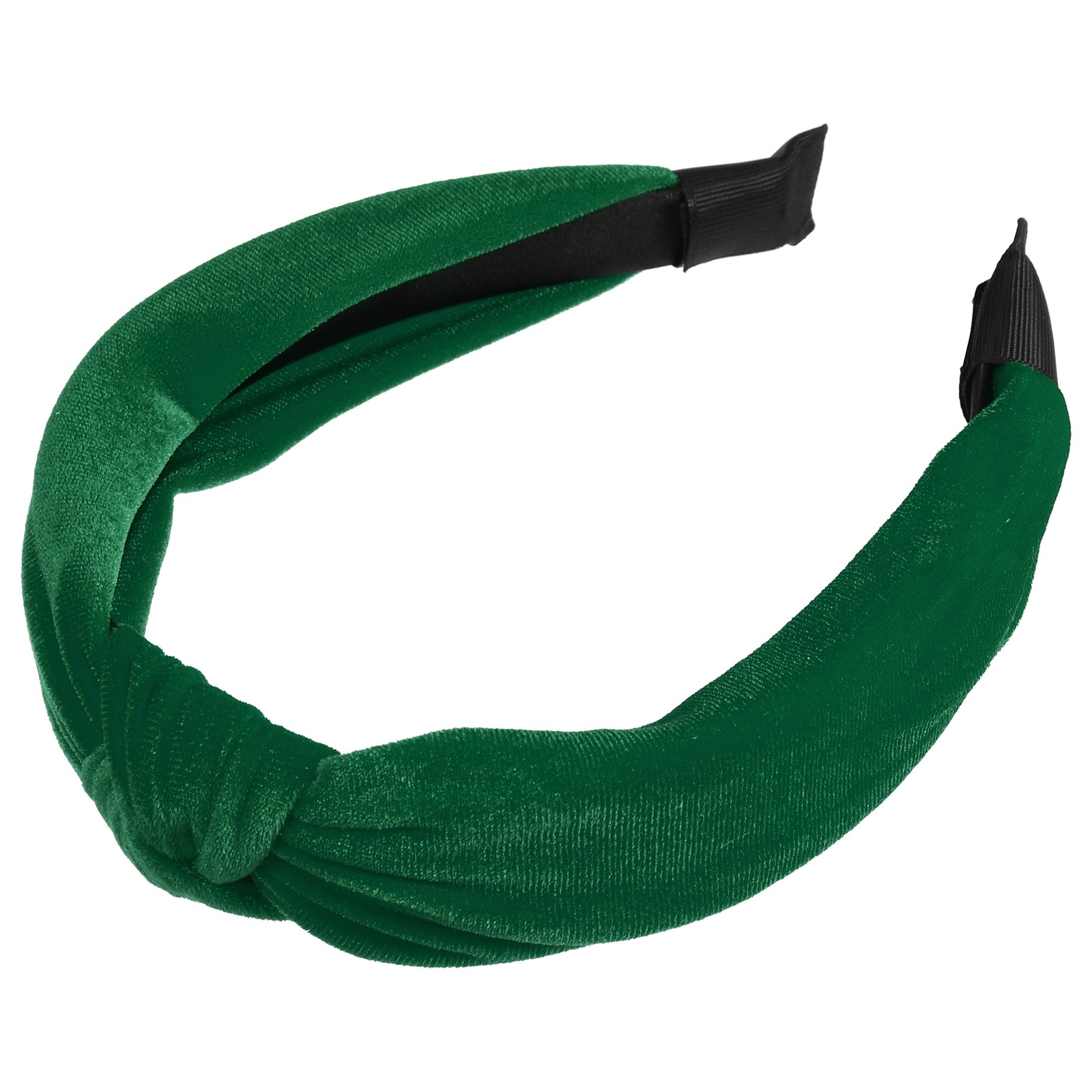 1Pcs Velvet Knotted Headband Knot Cross Hairband for Women Dark Green 1.2″ Wide