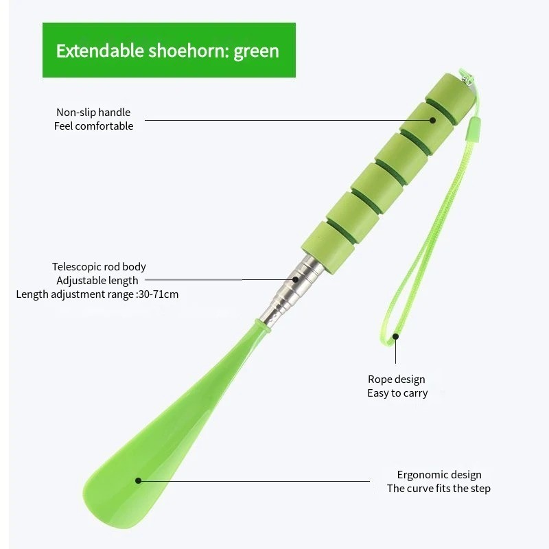 28in Extra Long Stainless Steel Shoe Horn Long Handle Metal Easy Slip Aid Tool