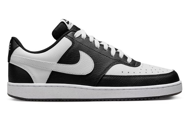 Nike Men’s Court Vision Low Black White Synthetic Leather Sneakers – Style HM986