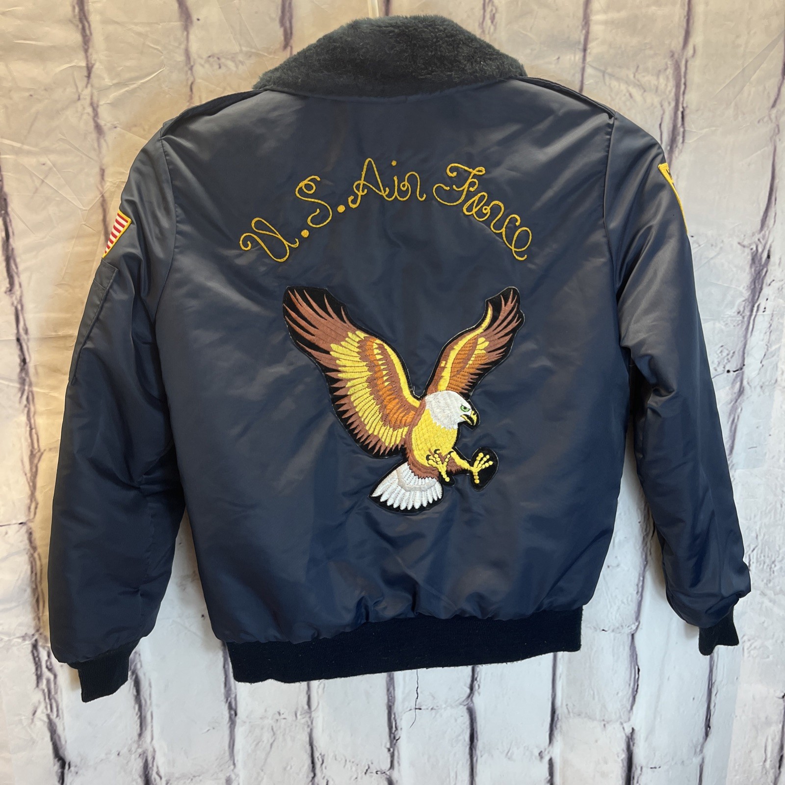 Vintage Timber King USAF Flight Jacket Eagle Embroidered MA-1 Bomber Small USA