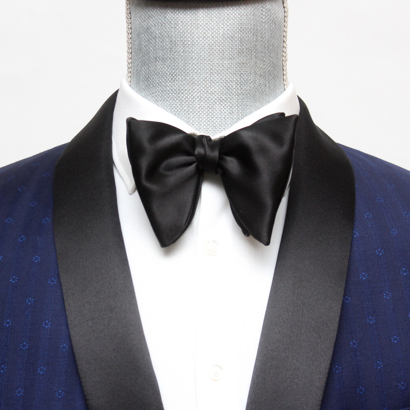 Men’s Self-tied Bow Tie Black Charmeuse Silk Bow tie Big Butterfly Bow tie S013