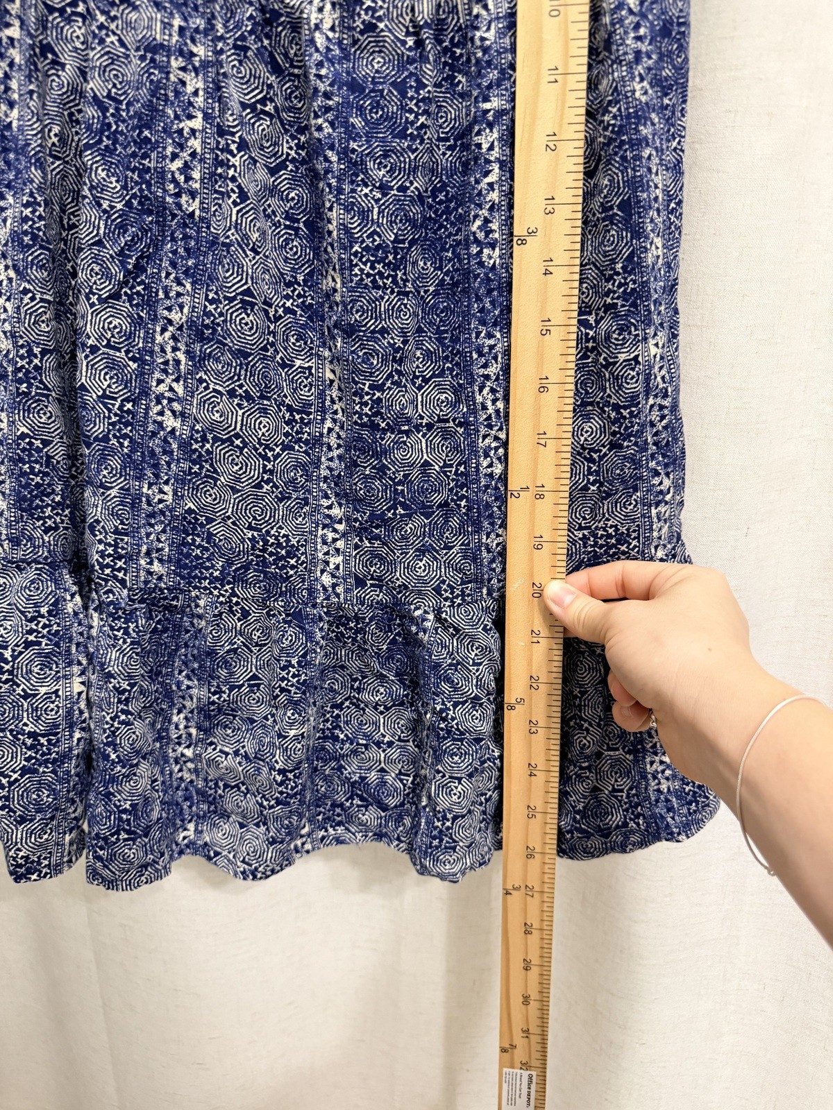 Blue Rain Sz S Blue Patterned Spaghetti Strap Dress