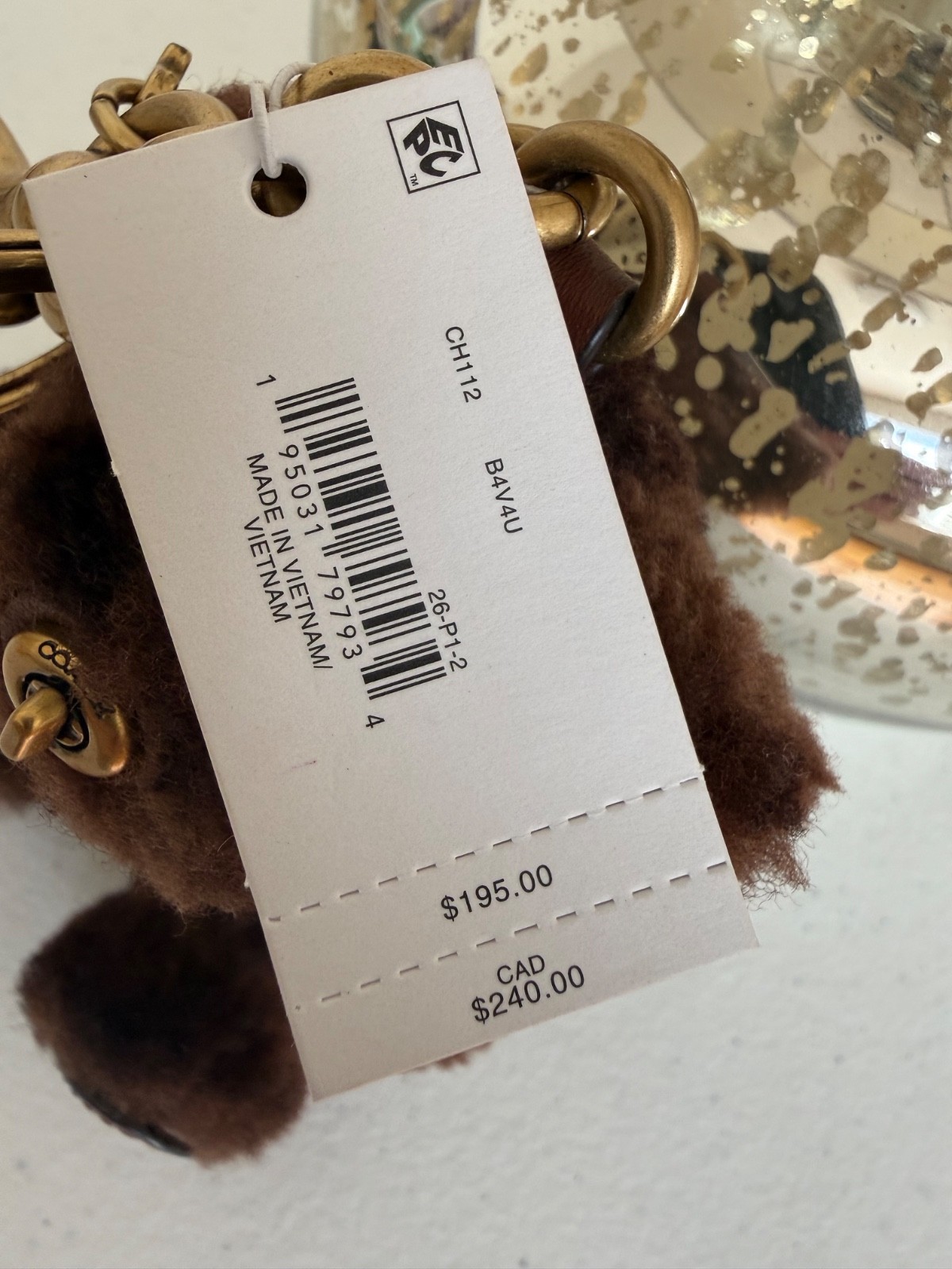 Coach Bear Bag Charm In Signature Shearling – Chocolate NEW