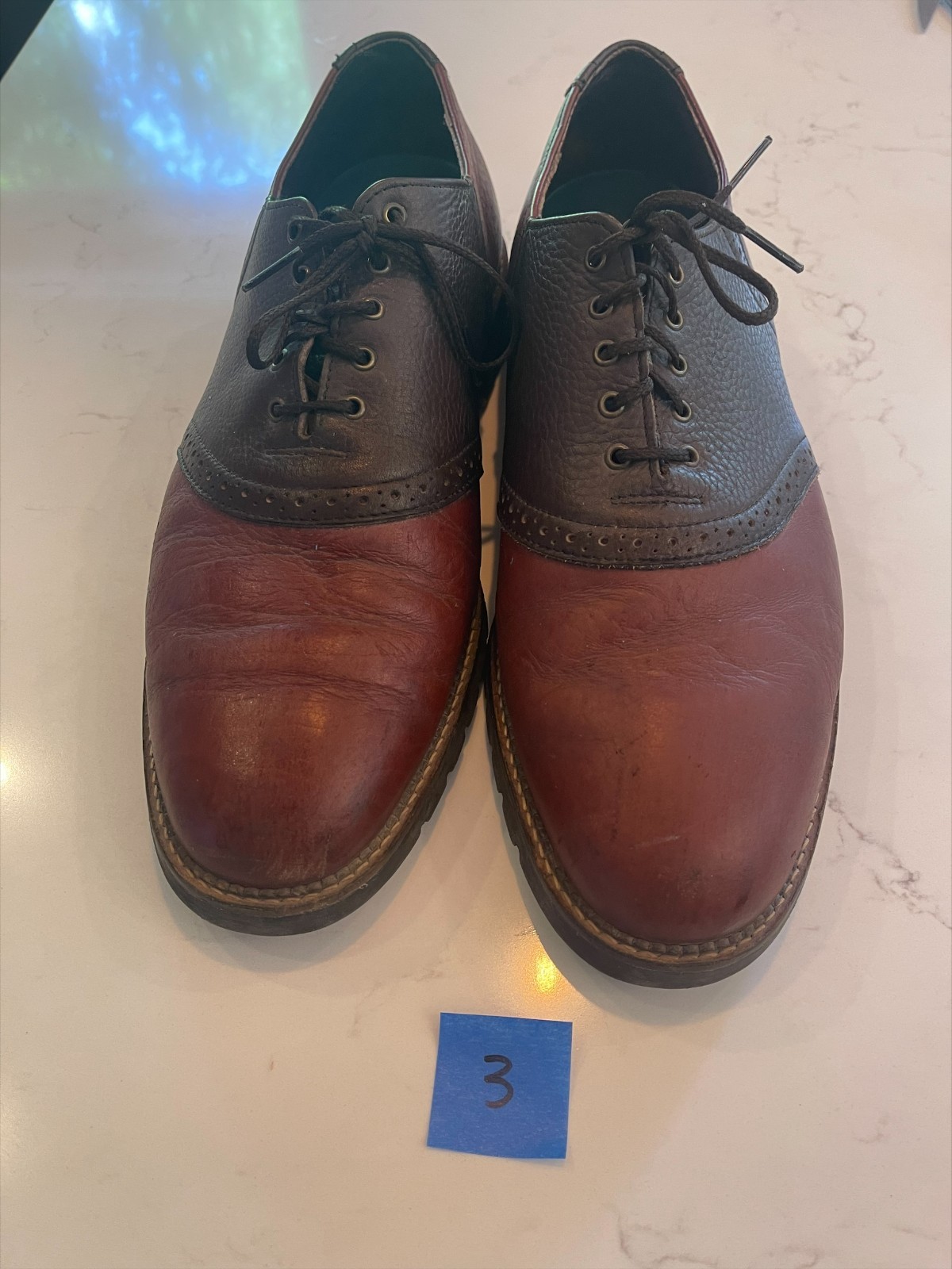 H.S. TRASK 13 M Bison Leather Saddle Shoes Model #1033