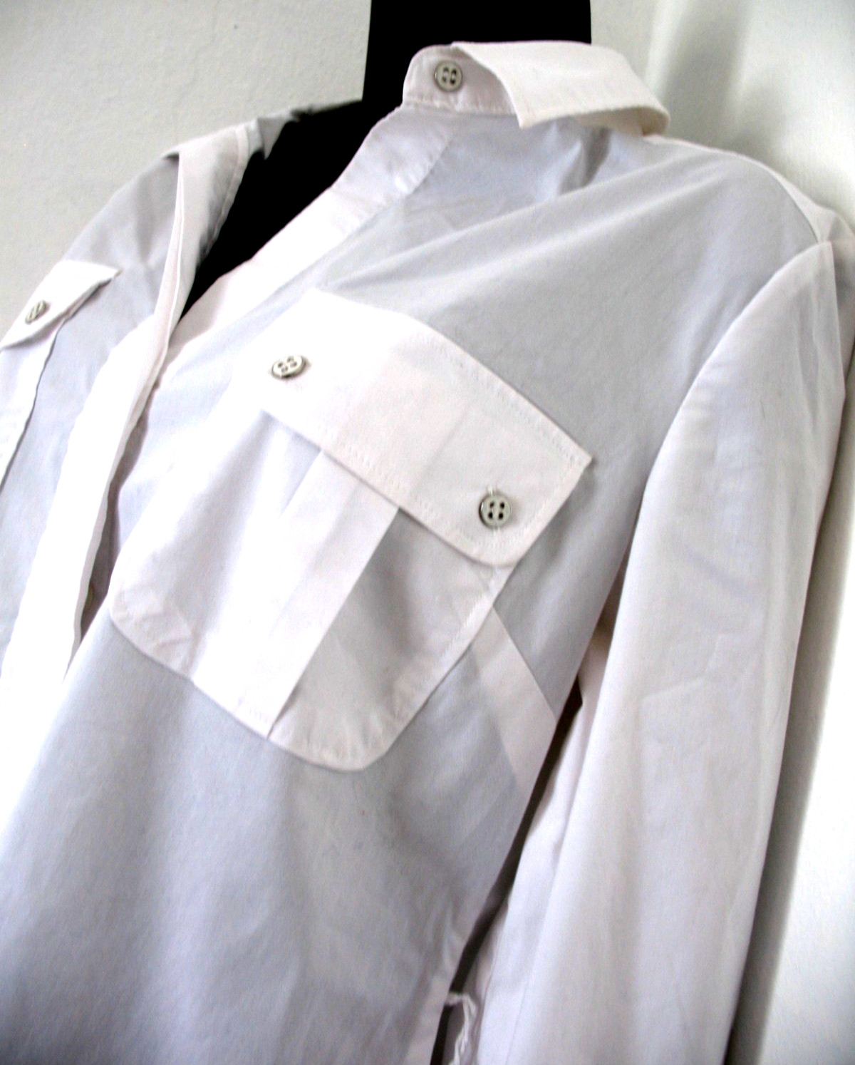 New York & Co. Blouse Western, White, Cotton, Polyester,Spandex, Medium.
