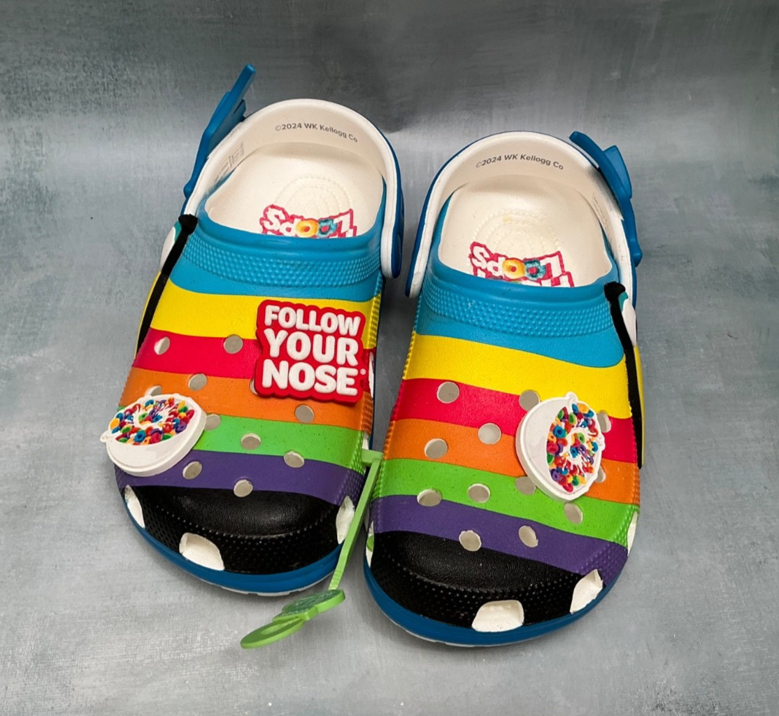 Crocs Froot Loops Toucan Sam Cereal Classic Clogs W/8 M/6 NWT