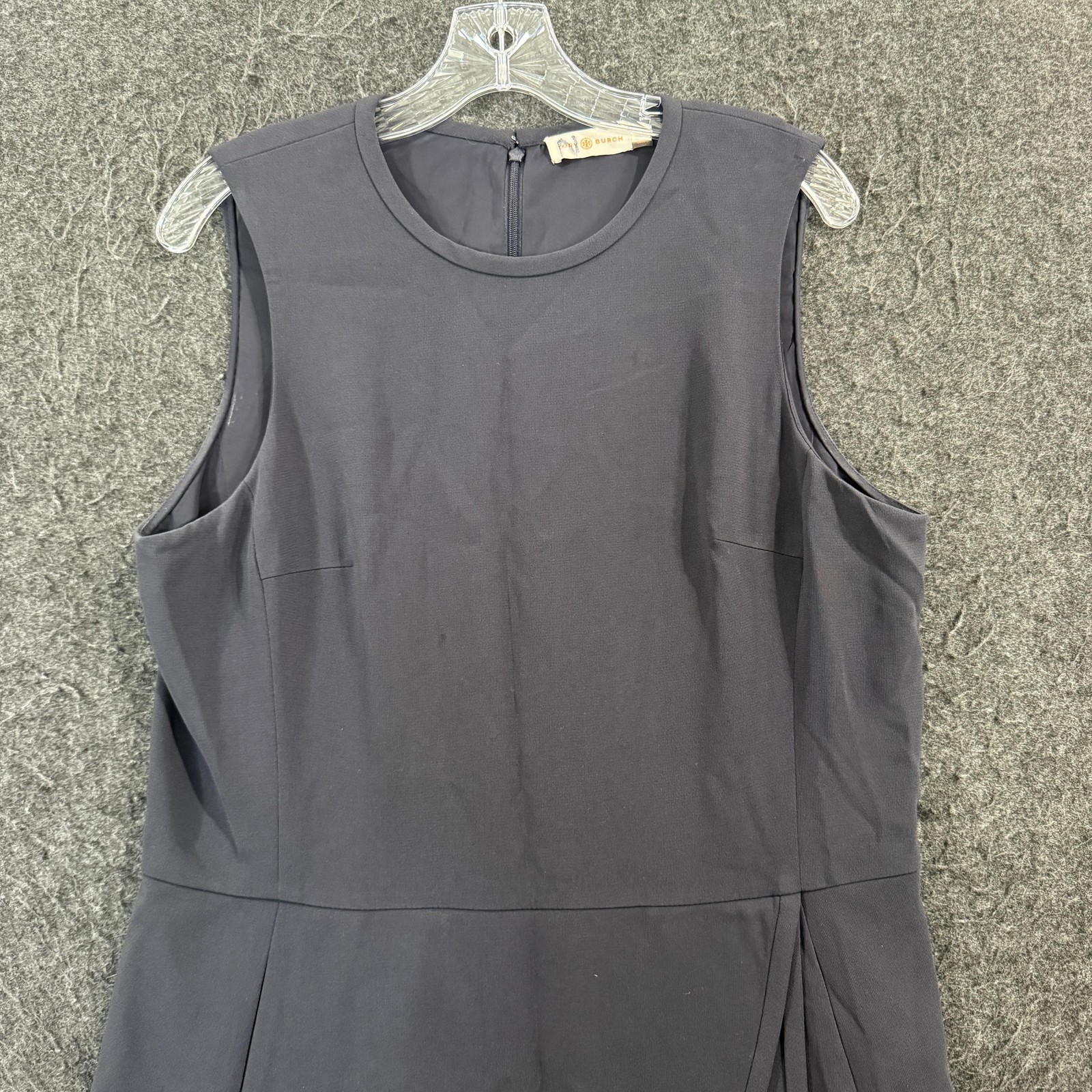 Tory Burch Day Dress Women’s 14 Navy Blue A-Line Pleated Knee Length Workwear