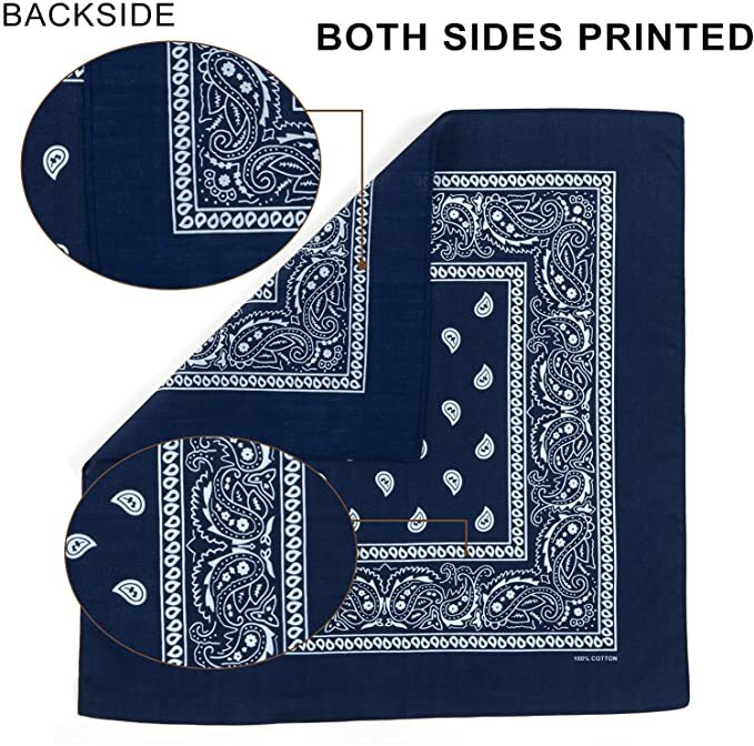 Bandana 100 Cotton Paisley Print Double-Sided Scarf Head Neck Face Mask 22″X22″