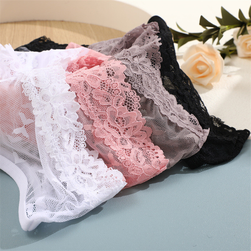 Pack Of 4 Sexy Womens See Through Sheer Panties Brief Lingeries Ladies Underwear