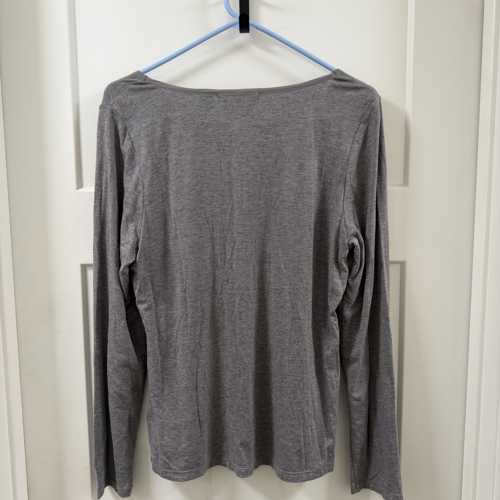 Liz Claiborne Light Grey Long Sleeved Central Pleated Rhinestone Panel Shirt L