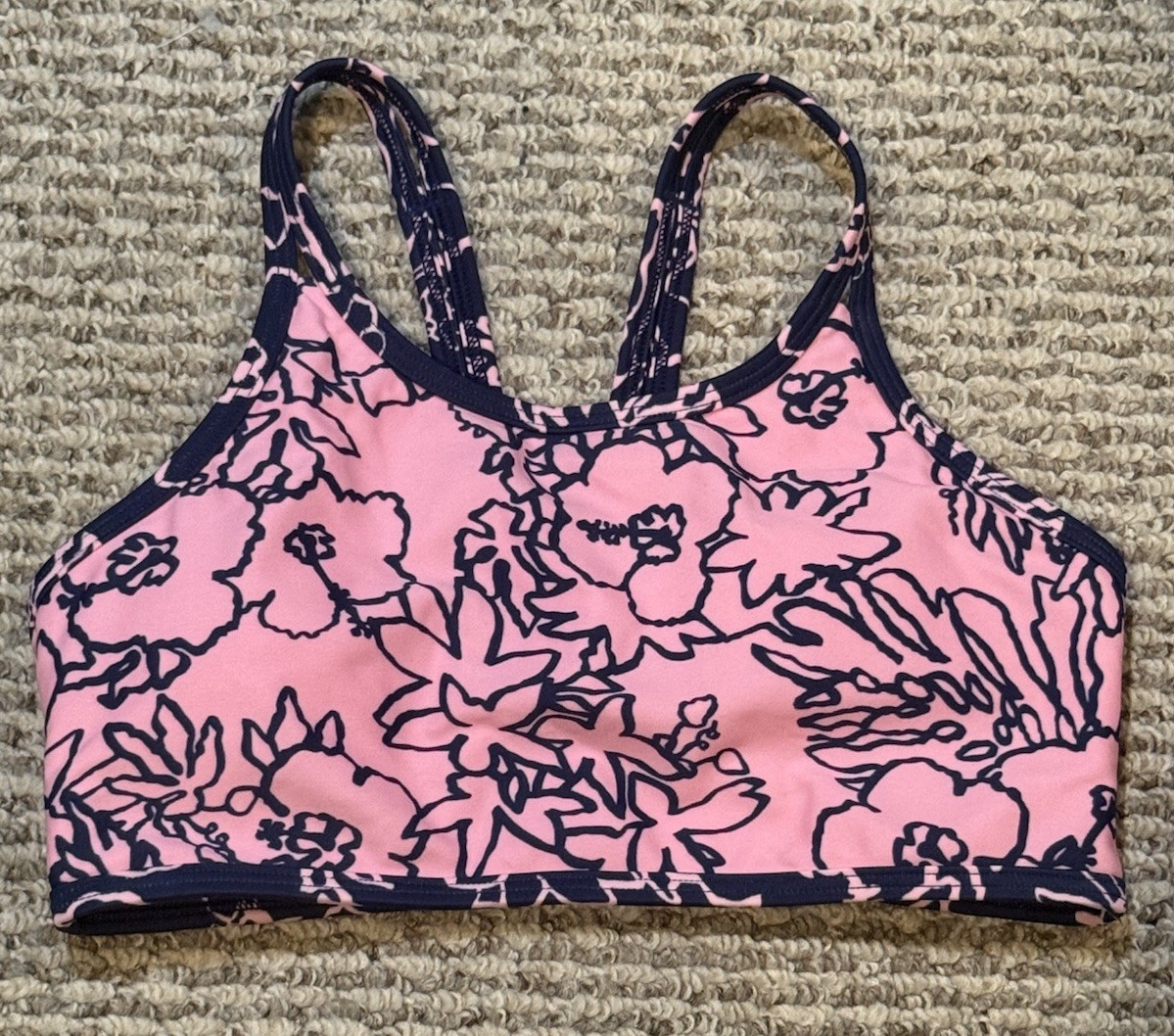 Hibiscus Print Athleta Girl Pool Days Reversible Bikini Top Size 14 Girls XL