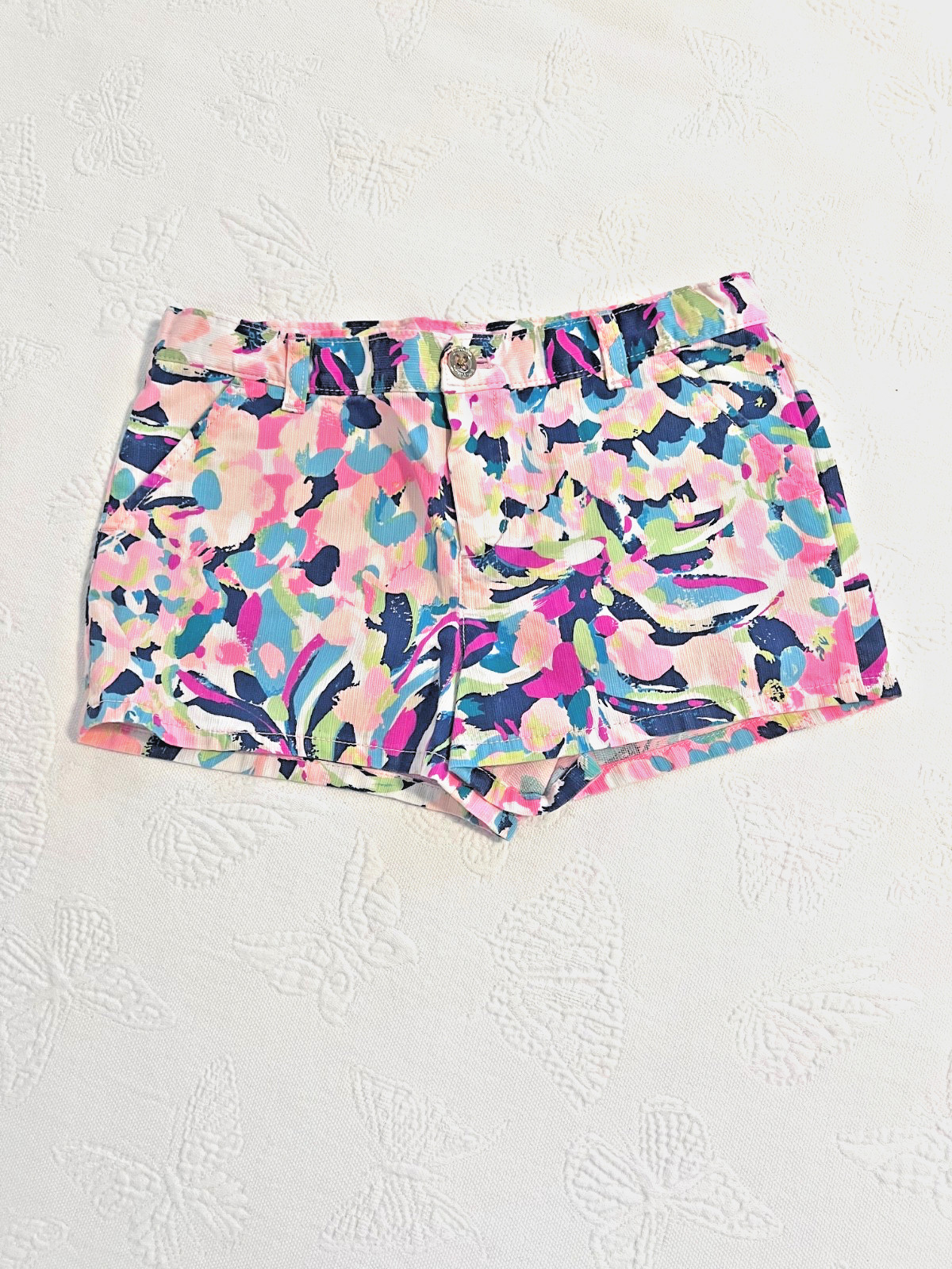 Lilly Pulitzer Girls Mini Callahan Shorts Pina Colada Club 14 PRISTINE CONDITION