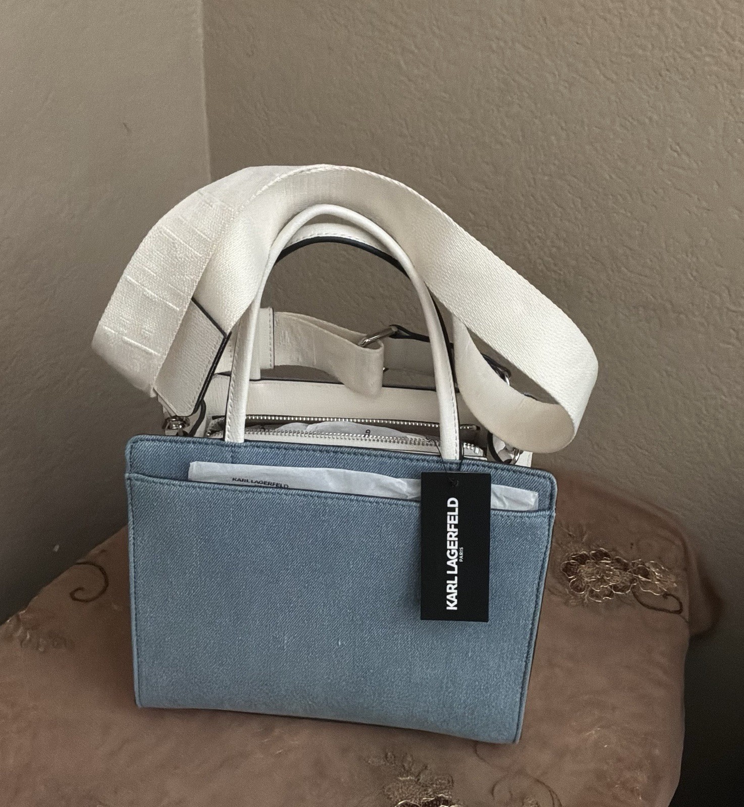 KARL LAGERFELD LIGHT WASH DENIM Hand Bag