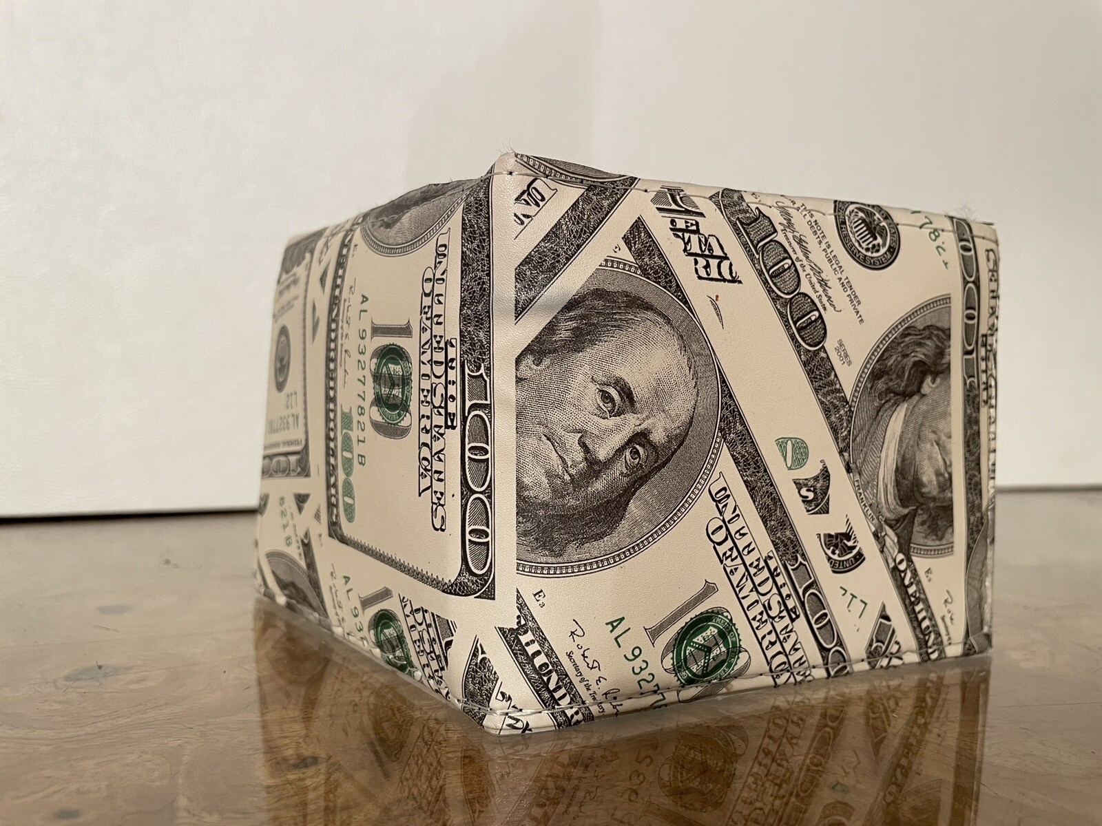$100 Dollar Bill Novelty Wallet Printed Slim Faux Leather Supreme Bifold