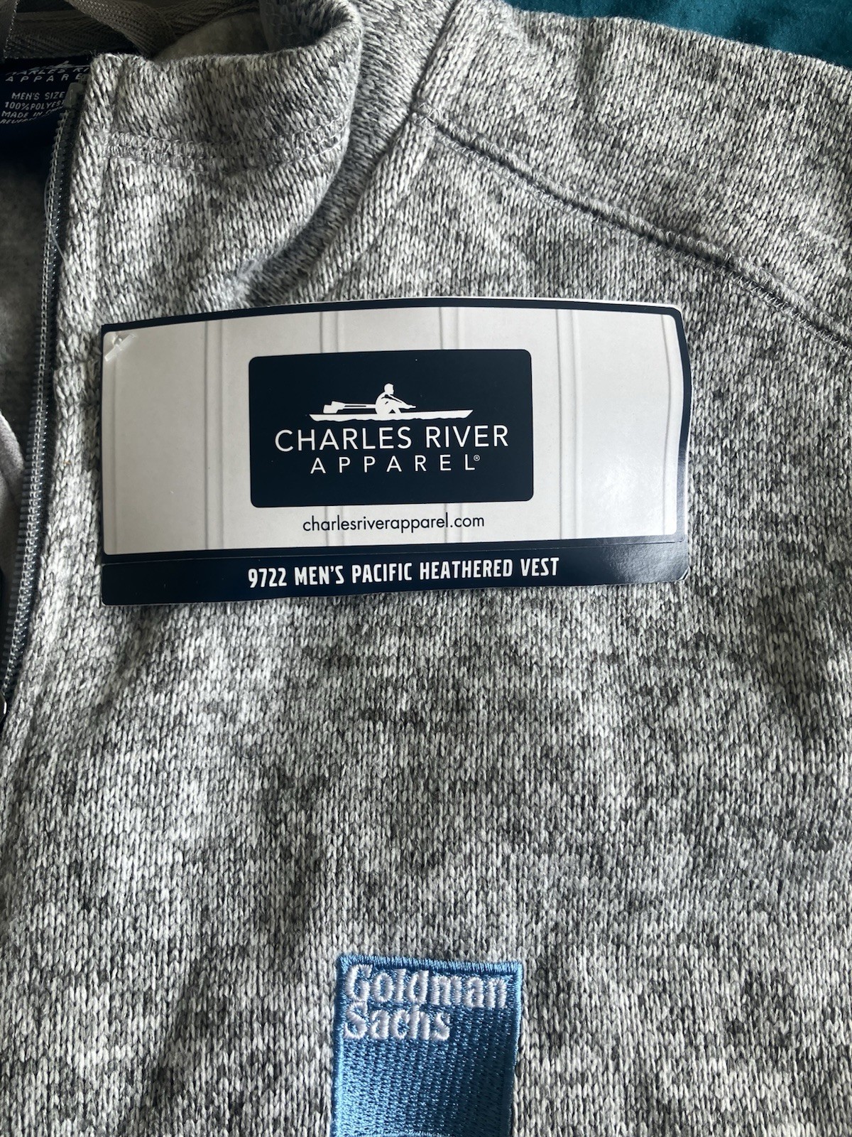 NWT Goldman Sachs *RARE* Heather Grey Charles River Fleece Vest Men’s M