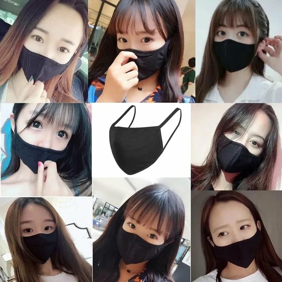 2-Pack Black Cotton Adult Face Mask – Reusable Washable Unisex