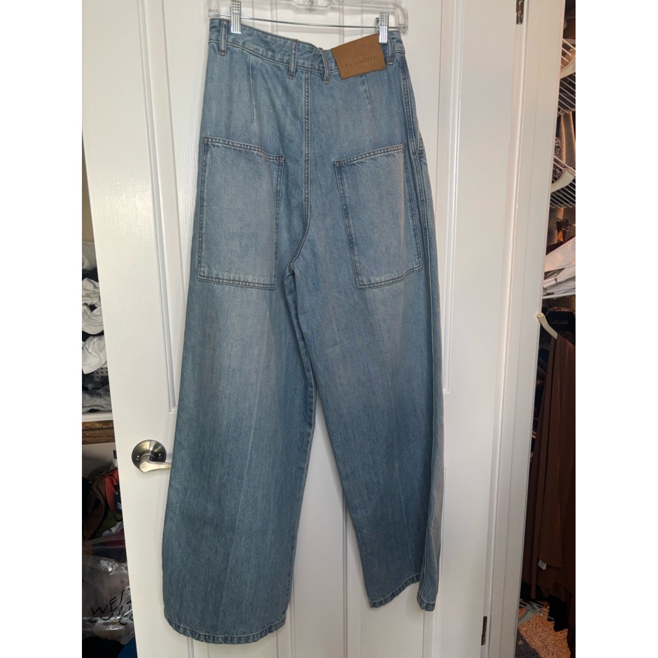 NWT KALLMEYER Wide Leg Pleated Light Wash Denim Jeans size 8