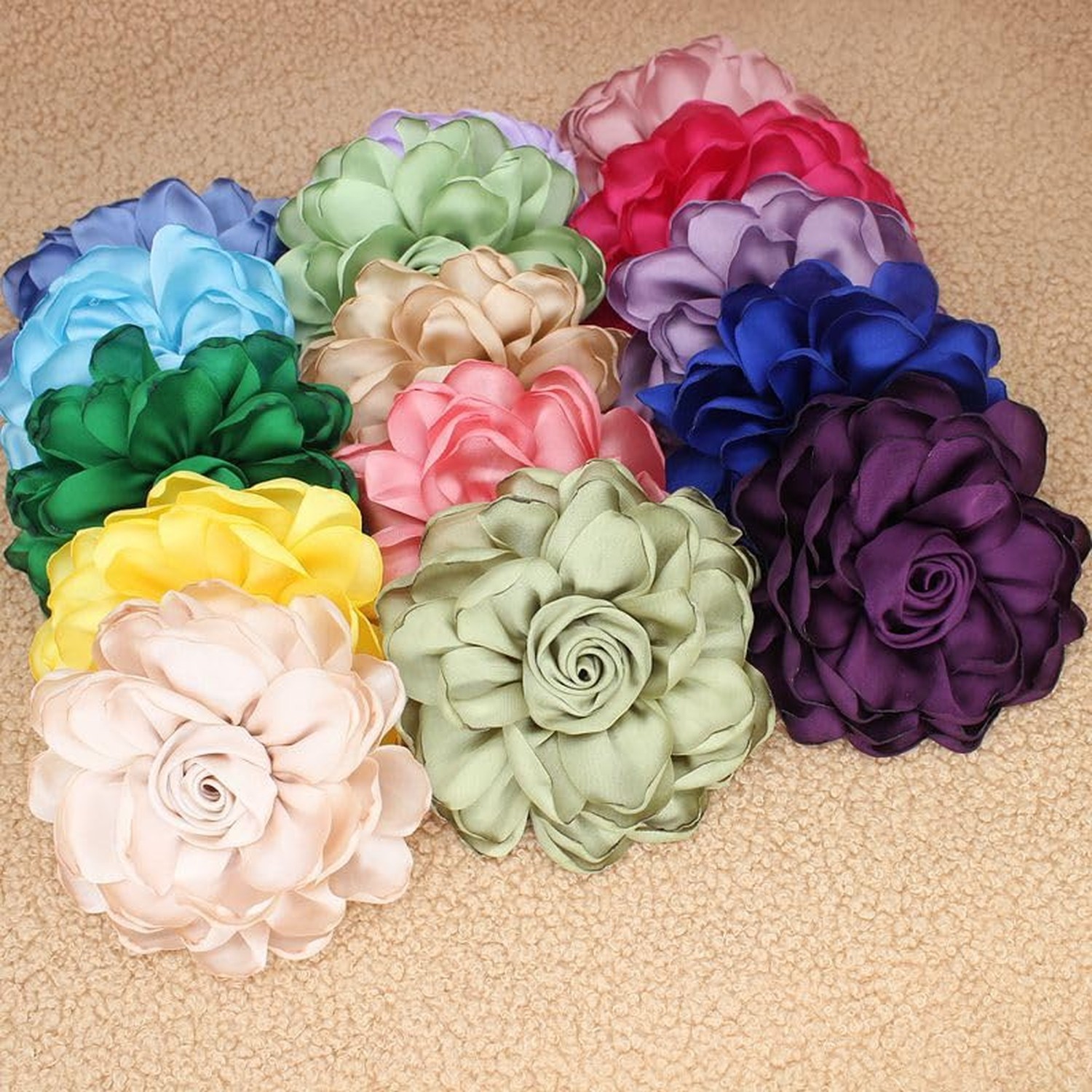 Extra Large Satin Fabric Flower Brooch for Women Elegant Rose Camellia Floral…
