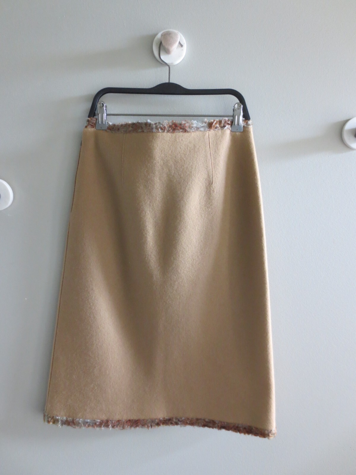 AUTH FENDI 100% WOOL PENCIL MIDI SKIRT IN CAMEL Sz-40 $1050