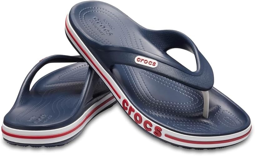 Crocs unisex adult Bayaband Flip Flop Sandals Navy/Pepper 14 Women 12 Men US NEW