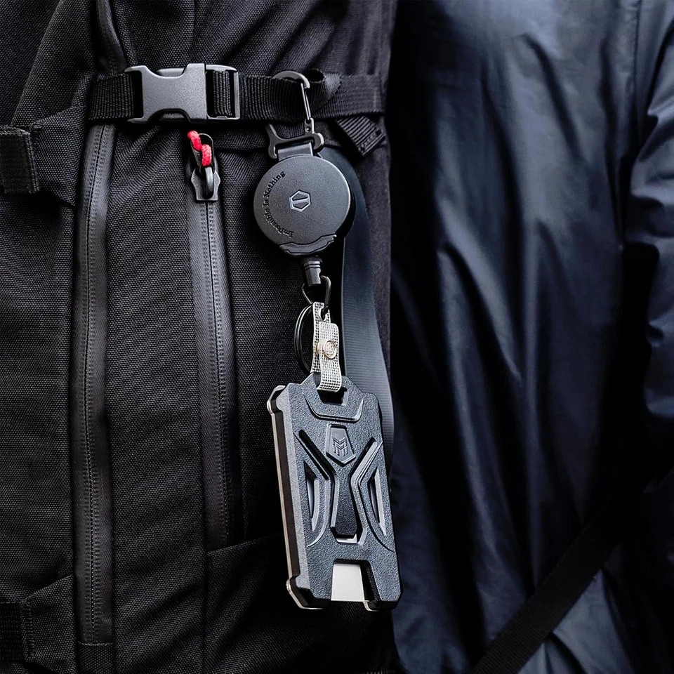 Retractable Badge Holder, Heavy Duty Carabiner Keychain, Tactical ID Card Holder