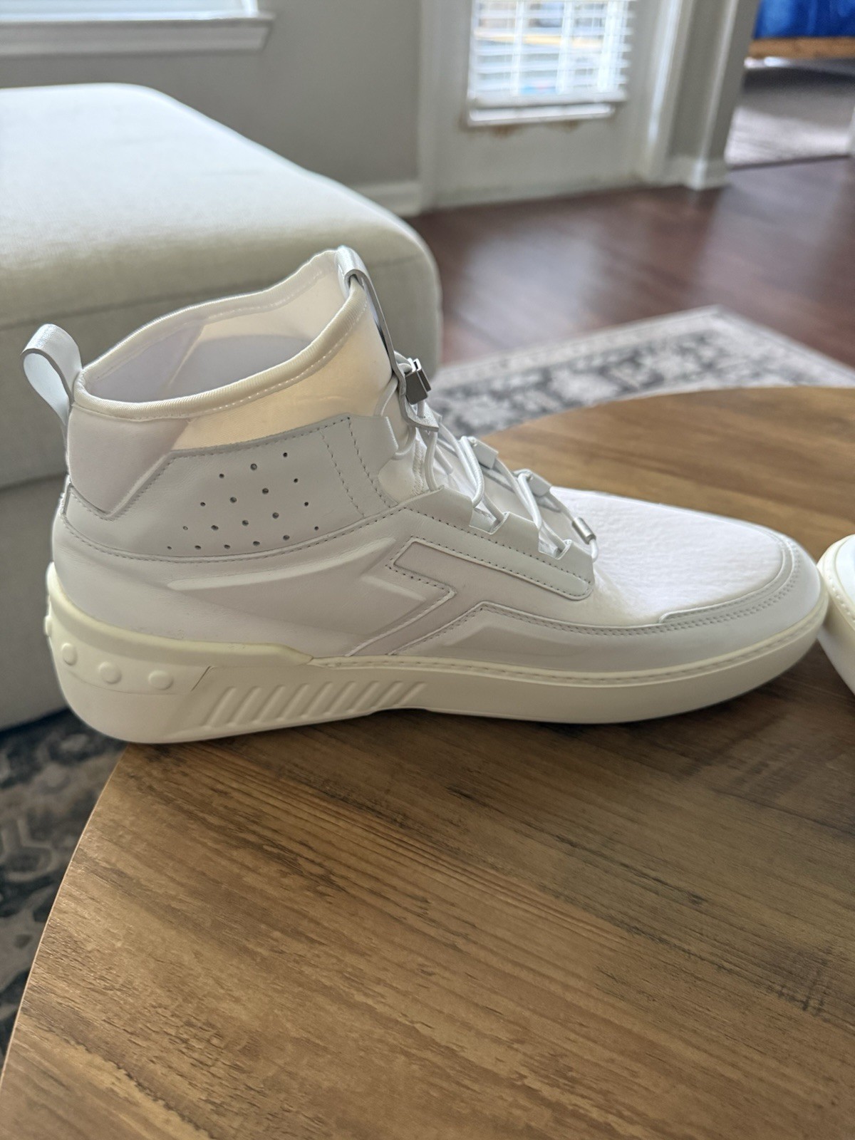 Tod’s No_Code Men’s White Leather High Top Sneakers T-Logo Perforated