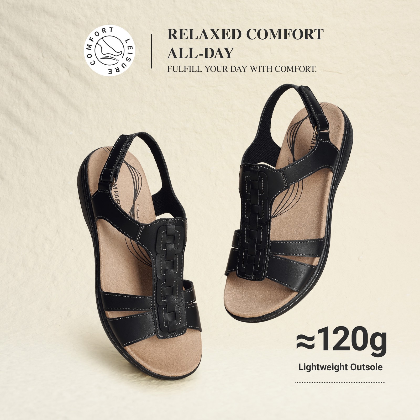 Women T-Strap Flat Sandals Arch Support All Day Comfort Beach Vacation Sandals