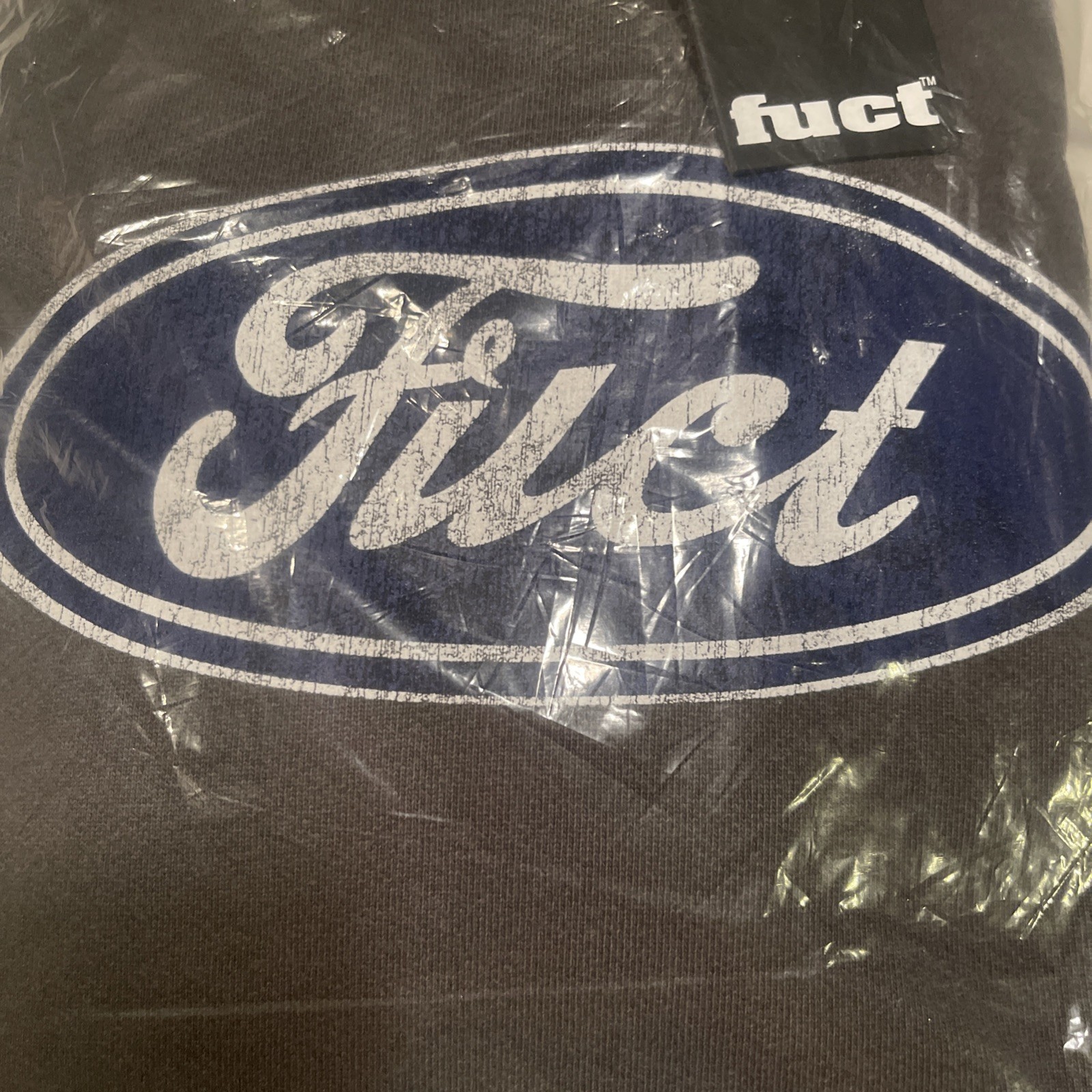 FUCT Ford Oval Logo Pullover Hoodie Extra Large Black Vintage VTG XL Parody