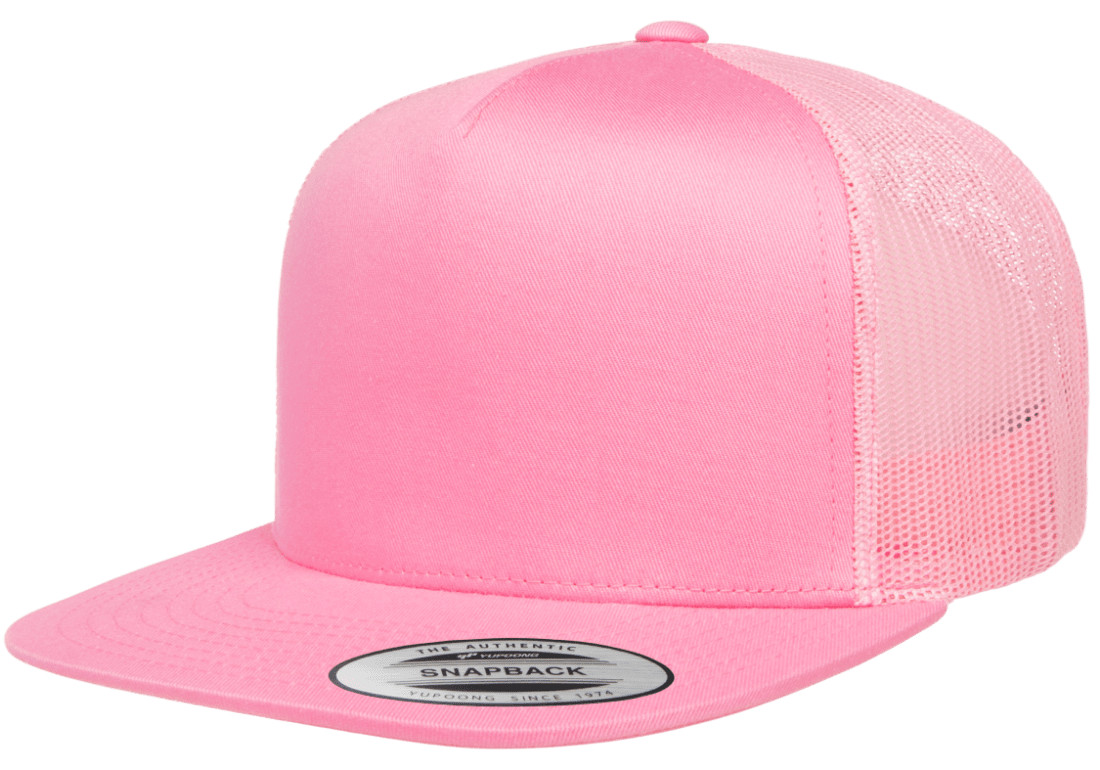 YP Classics Flat Bill Trucker Cap Yupoong Meshback Snapback Hat 6006 5-Panel