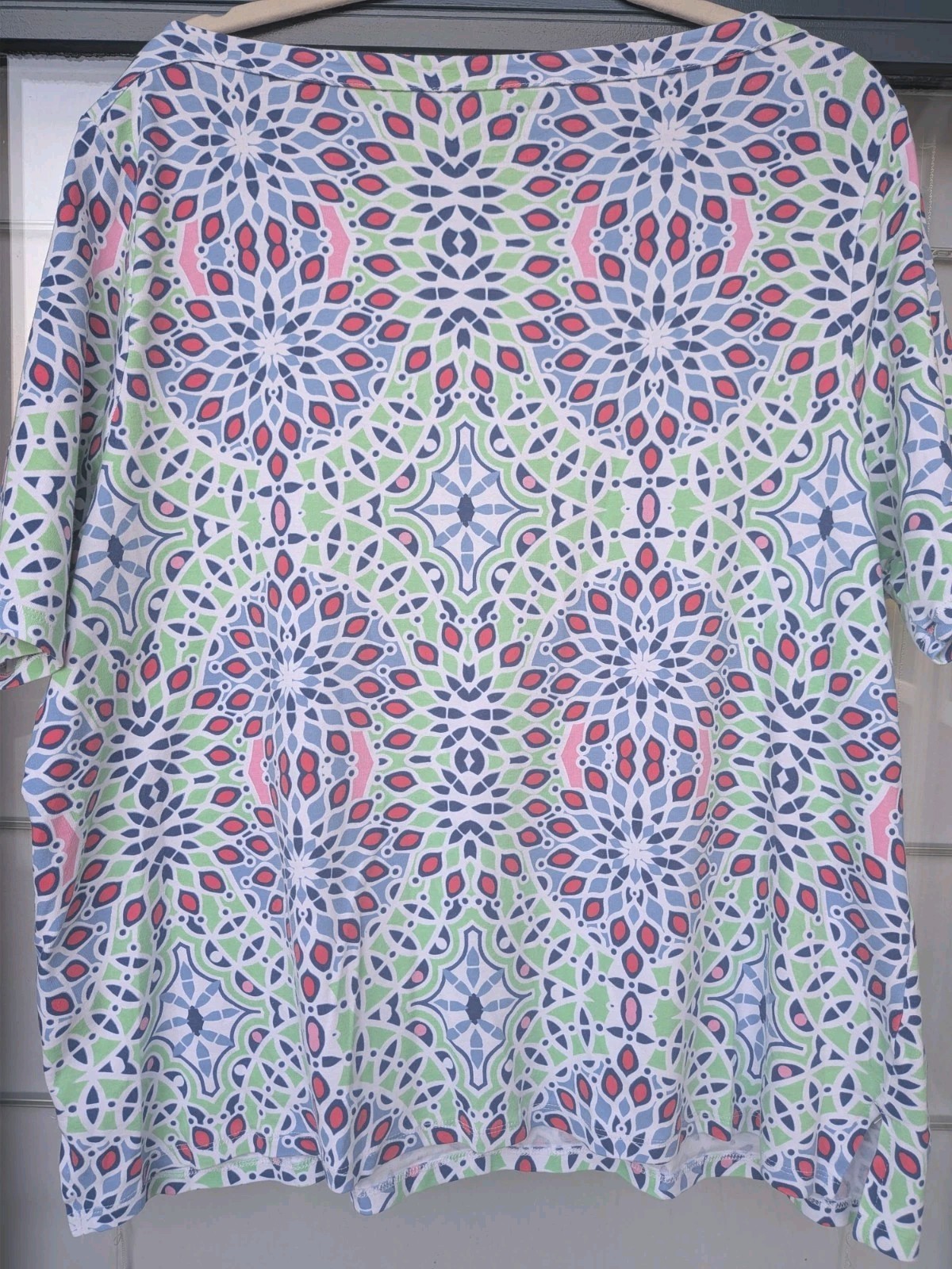 Talbots Woman 3X Stretch Weekend Tee Shirt Multicolor Mosaic Kaleidoscope Print