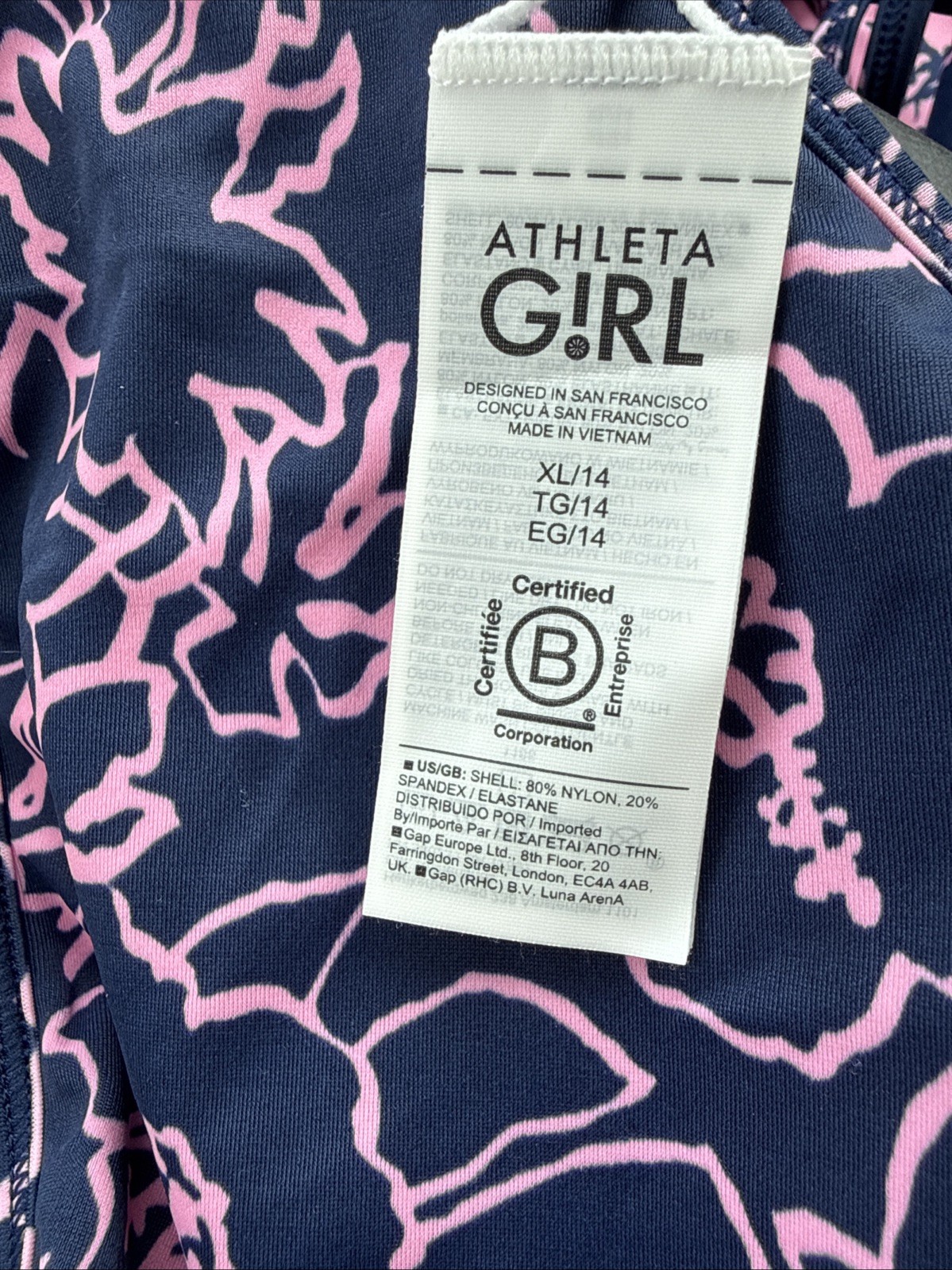 Hibiscus Print Athleta Girl Pool Days Reversible Bikini Top Size 14 Girls XL