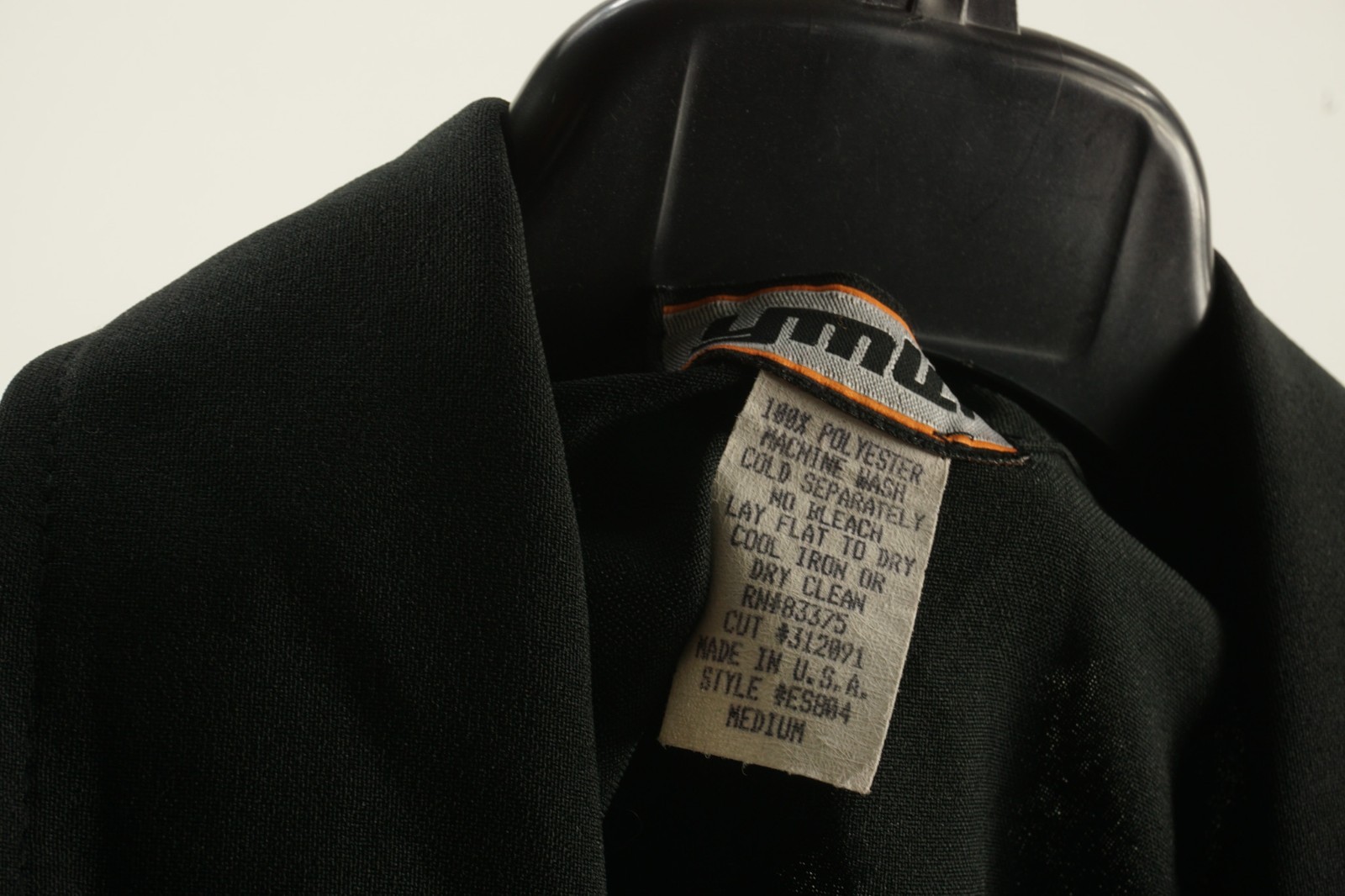 Vintage 1980s YMLA Open Collar Camp Shirt Jacket Mens Medium Black Woven Stretch