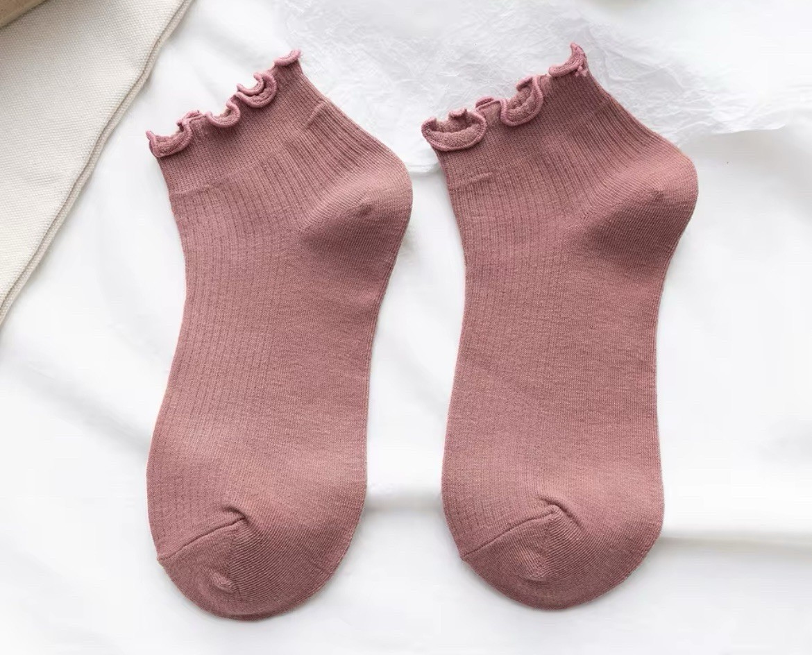 5pcs Womens Cotton Ruffle Ankle Socks Multi Color Cute Frilly Mesh Summer Sock
